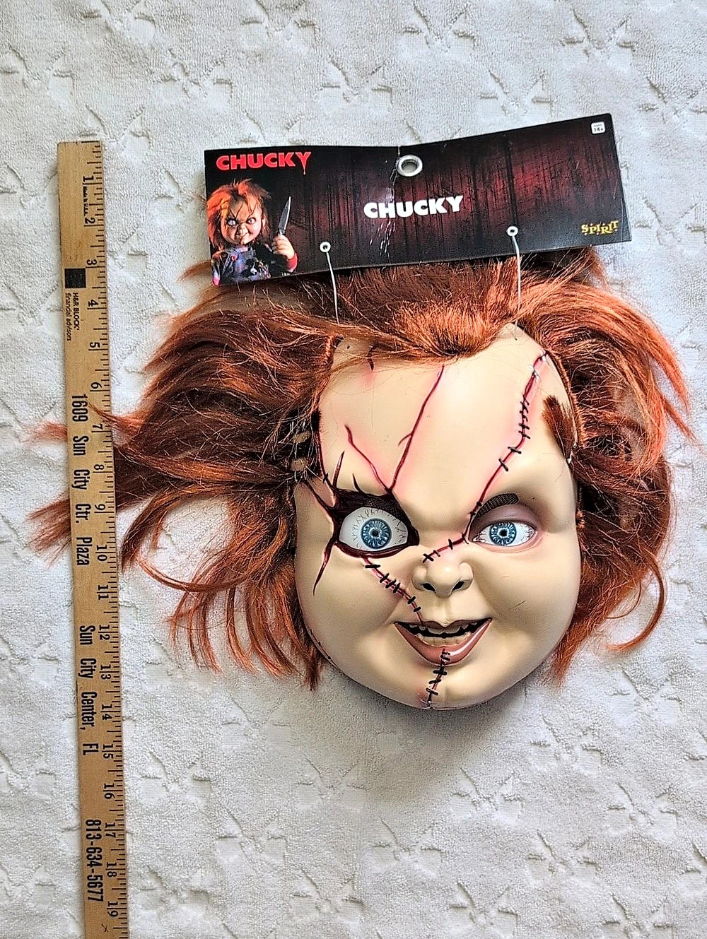 Spirit Halloween Chucky Half Mask Halloween Mask with Hair NWT